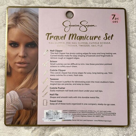 Jessica Simpson Pink Silver Ultimate 7 Piece Manicure Pedi Set Travel Case Incl - Picture 3 of 7